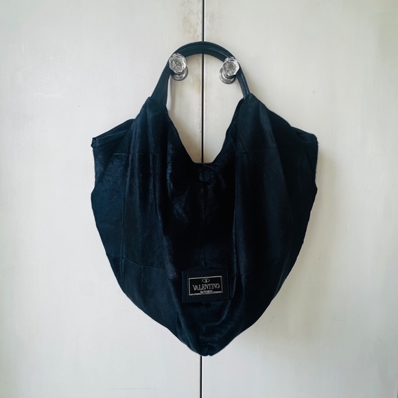 VALENTINO Black Calfskin Leather Bow Hobo Bag - Picture 6 of 12